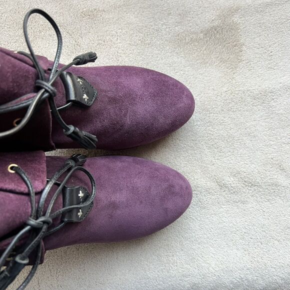 Rag & Bone Purple Suede Lace Up Ankle Heeled Boots Booties Women's EU 38 US 8 - Picture 9 of 16